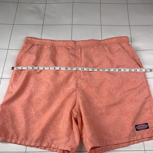 Vineyard Vines Shorts Mens XL Coral Orange Tropical Swim Trunks Lined Beach Pool - Picture 7 of 11